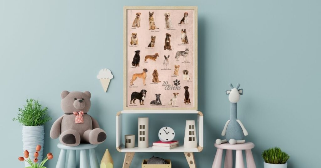 Plakat med dyr til børneværelset